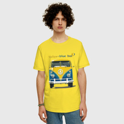 Мужская футболка хлопок Oversize Я люблю вас Yellow-blue bus - фото 2