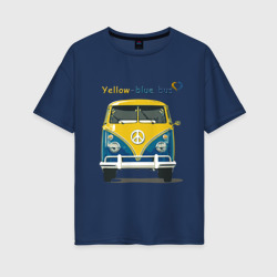 Женская футболка хлопок Oversize Я люблю вас Yellow-blue bus