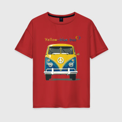 Женская футболка хлопок Oversize Я люблю вас Yellow-blue bus