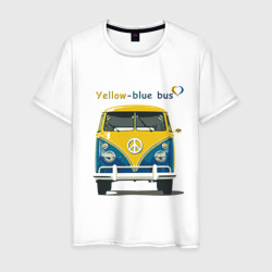 Мужская футболка хлопок Я люблю вас Yellow-blue bus