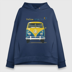 Женское худи Oversize хлопок Я люблю вас Yellow-blue bus