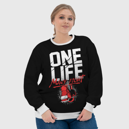 Женский свитшот 3D One Life Many Fight, цвет 3D печать - фото 6