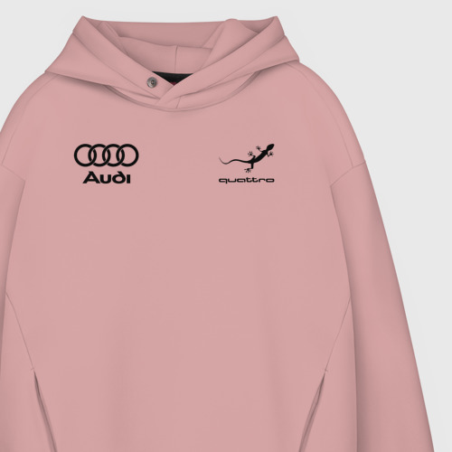 Мужское худи Oversize хлопок Audi Ауди, цвет пыльно-розовый - фото 4