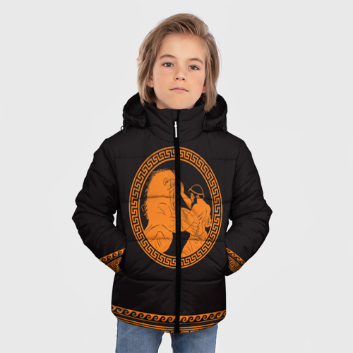 Зимняя куртка для мальчиков 3D с принтом Греко-римская борьба, фото на моделе #1