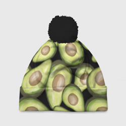 Шапка 3D c помпоном Avocado background