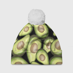 Шапка 3D c помпоном Avocado background