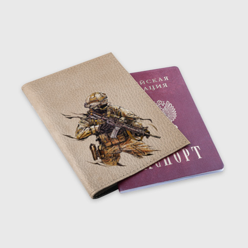 Обложка для паспорта матовая кожа Военный, цвет черный - фото 3