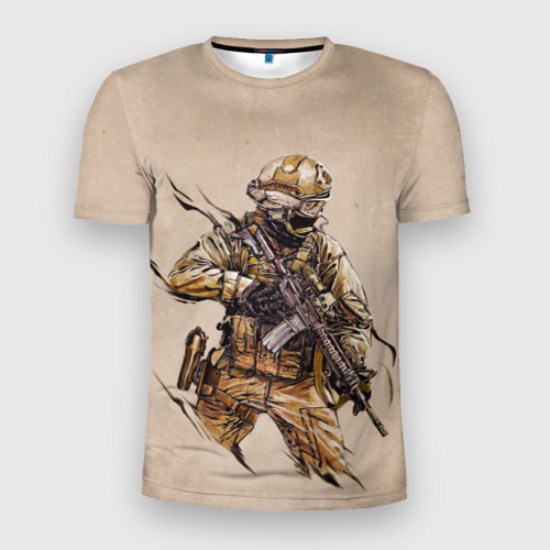 Мужская футболка 3D Slim Военный, цвет 3D печать