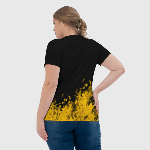 Женская футболка 3D с принтом MY HERO ACADEMIA plus ultra горит, вид сзади #2
