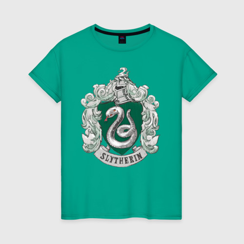 Женская футболка хлопок Coat of Slytherin Фото 01 Женская футболка хлопок Coat of Slytherin Фото 01