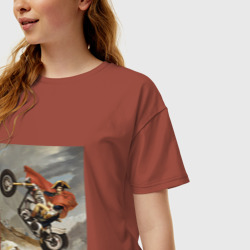 Женская футболка хлопок Oversize Байкер Наполеон - фото 2