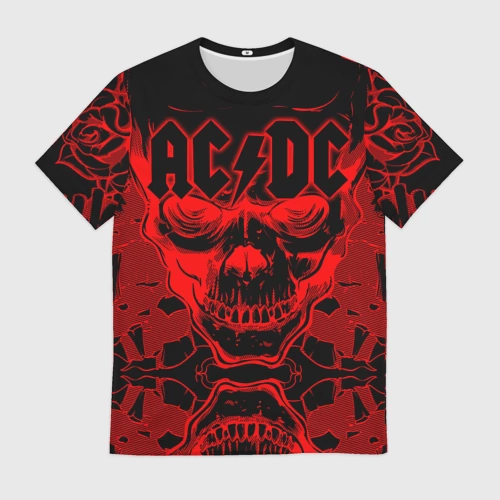 Мужская футболка 3D с принтом AC/DC, вид спереди #2