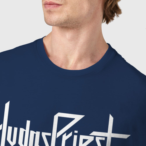Мужская футболка хлопок Judas Priest, цвет темно-синий - фото 6
