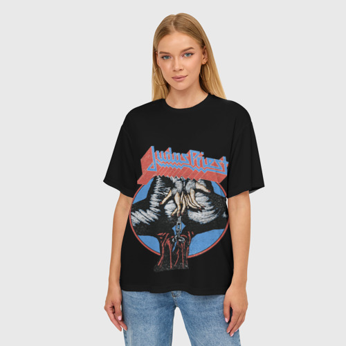 Женская футболка oversize 3D Judas Priest, цвет 3D печать - фото 3