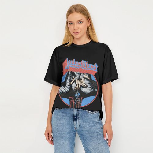 Женская футболка oversize 3D Judas Priest, цвет 3D печать - фото 5