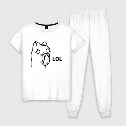 Женская пижама хлопок Cat Troll Face , цвет белый