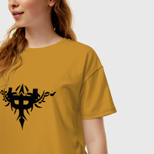 Женская футболка хлопок Oversize Judas Priest, цвет горчичный - фото 3
