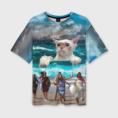 Женская футболка oversize 3D Морской Кошак, цвет 3D печать