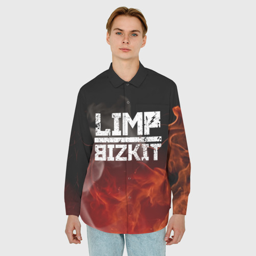 Мужская рубашка oversize 3D Limp Bizkit, цвет белый - фото 3