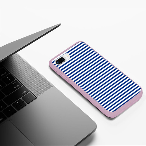 Чехол для iPhone 7Plus/8 Plus матовый Тельняшка ВМФ, цвет розовый - фото 5