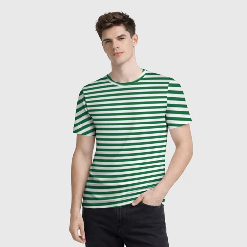 Мужская футболка 3D с принтом Тельняшка пограничных войск, фото на моделе #1