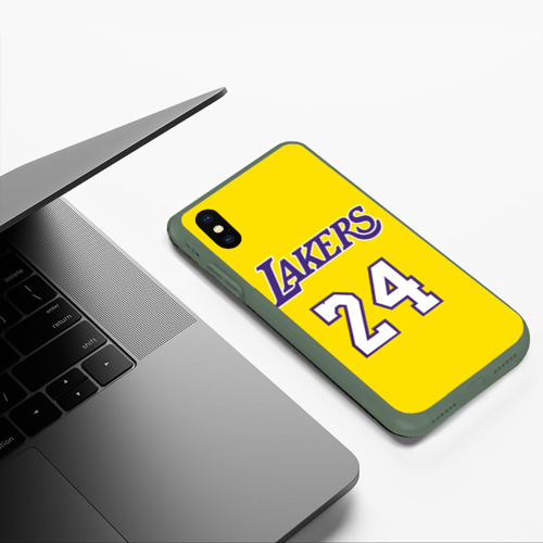 Чехол для iPhone XS Max матовый Kobe Bryant 24, цвет темно-зеленый - фото 5