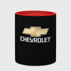 Кружка с принтом Chevrolet Шевроле для любого человека, вид спереди №4. Цвет основы: белый + красный