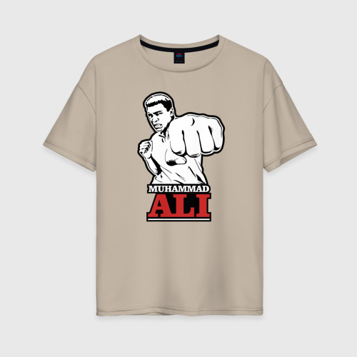 Женская футболка хлопок Oversize с принтом Muhammad Ali, вид спереди #2