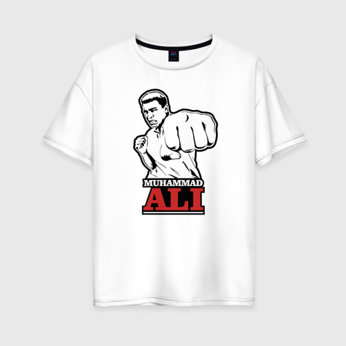 Женская футболка из хлопка оверсайз с принтом Muhammad Ali, вид спереди №1