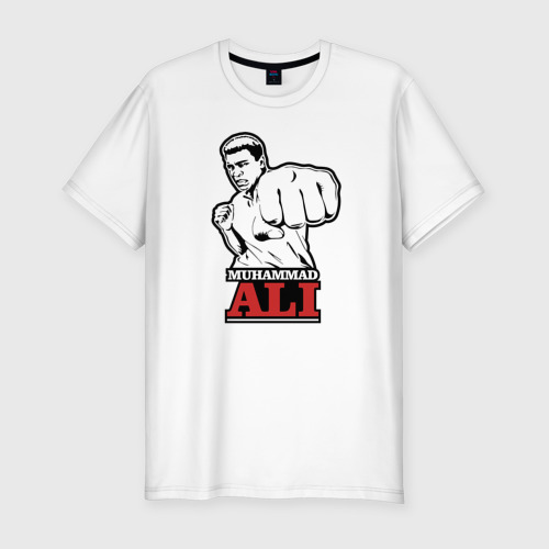 Мужская приталенная футболка из хлопка с принтом Muhammad Ali, вид спереди №1
