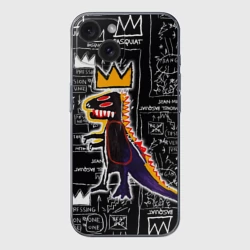Чехол для iPhone 15 силиконовый с защитой камеры Динозавр в короне от Баския