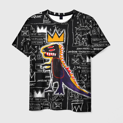 Мужская футболка с принтом Динозавр в короне от Баския, вид спереди №1