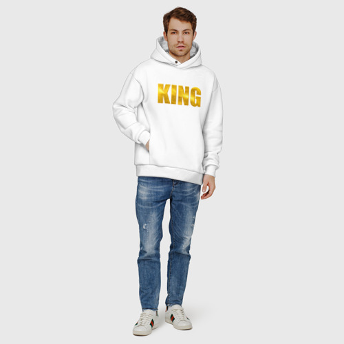 Мужское худи Oversize хлопок KING, цвет белый - фото 6