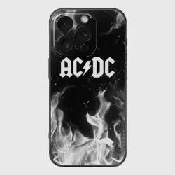 Чехол для iPhone 16 Pro силиконовый с защитой камеры AC DC АС ДС