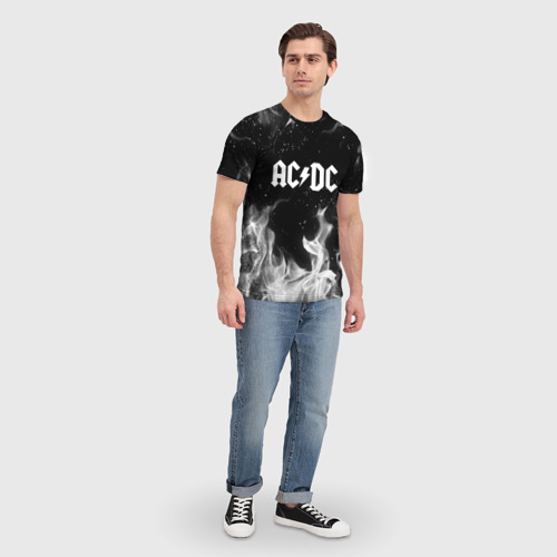 Мужская футболка 3D с принтом AC DC АС ДС, вид сбоку #3