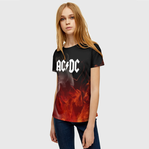Женская футболка 3D с принтом AC DC, фото на моделе #1