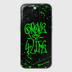 Чехол для iPhone 16 Pro силиконовый с защитой камеры Grove Street GTA