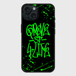 Чехол силиконовый для Apple iPhone 15 матовый Grove Street GTA