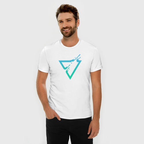 Мужская футболка хлопок Slim Liquid Triangle, цвет белый - фото 3