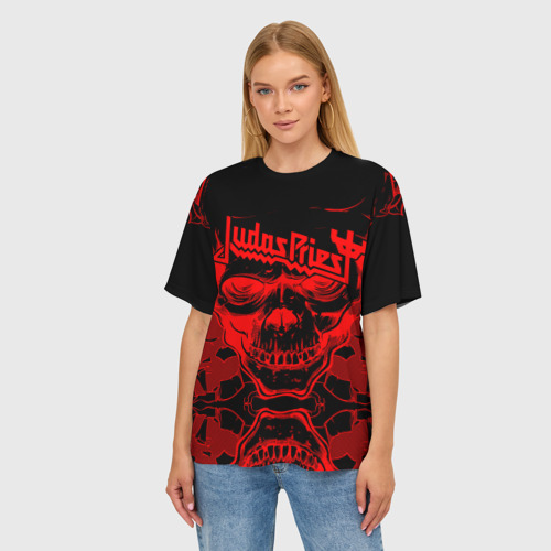 Женская футболка oversize 3D Judas Priest, цвет 3D печать - фото 3