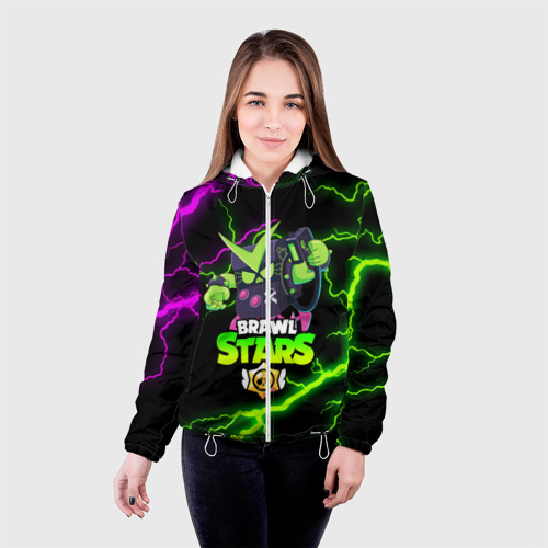 Женская куртка 3D Brawl Stars Virus 8-Bit, цвет белый - фото 3