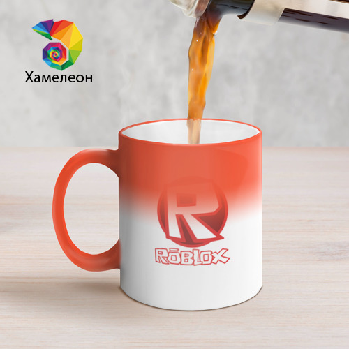 Кружка хамелеон Roblox big logo, цвет белый + красный - фото 5