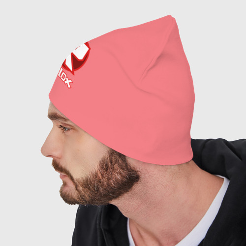 Мужская шапка демисезонная Roblox big logo, цвет розовый - фото 4
