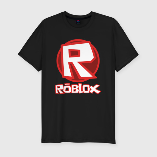 Мужская футболка хлопок Slim Roblox big logo, цвет черный