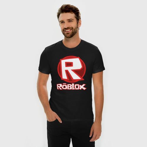 Мужская футболка хлопок Slim Roblox big logo, цвет черный - фото 3