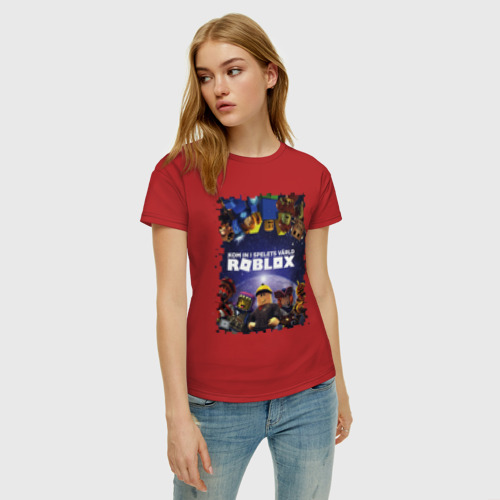 Женская футболка хлопок с принтом ROBLOX | РОБЛОКС (Z), фото на моделе #1