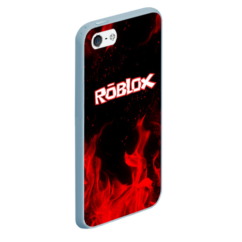 Чехол для iPhone 5/5S матовый Roblox Роблокс, цвет голубой - фото 3