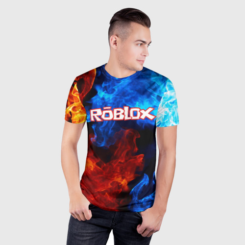 Мужская футболка 3D Slim Roblox Роблокс, цвет 3D печать - фото 3