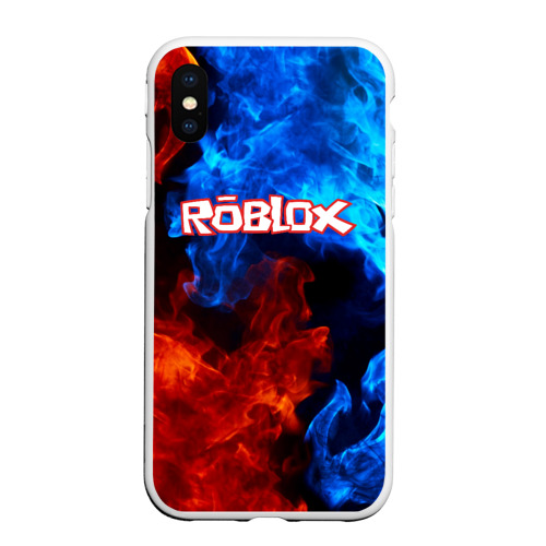 Чехол для iPhone XS Max матовый Roblox Роблокс, цвет белый