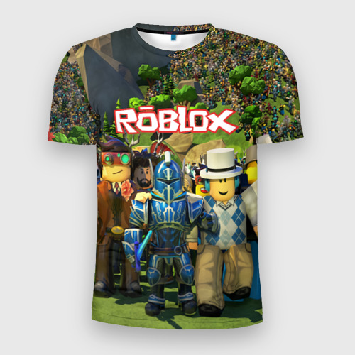 Мужская футболка 3D Slim с принтом ROBLOX | РОБЛОКС (Z), вид спереди #2